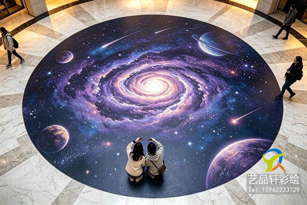 苏州彩绘匠心施工，沉浸式星空地面彩绘惊艳商圈